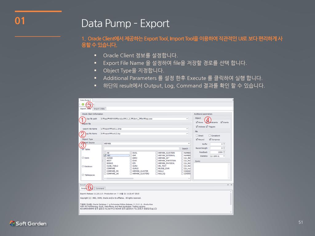 Data Pump – Export 01 ⑤ ① ④ ② ③ ⑥