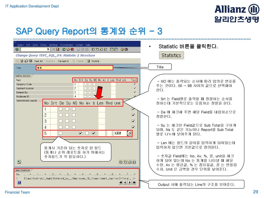SAP Query Report의 통계와 순위 - 3
