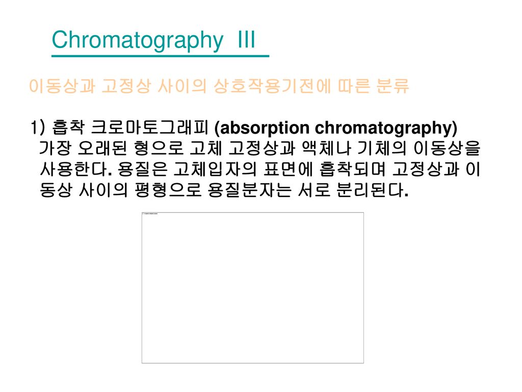 Chromatography III 이동상과 고정상 사이의 상호작용기전에 따른 분류