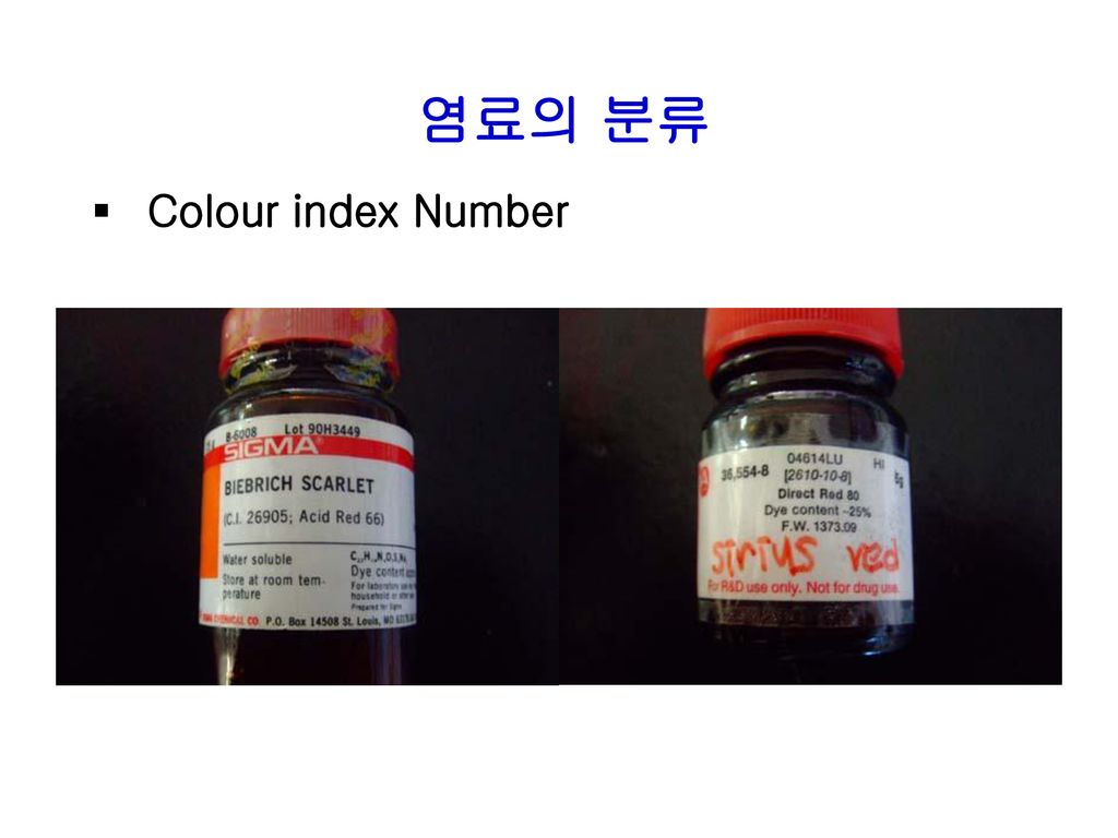 Colour index Number 염료의 분류