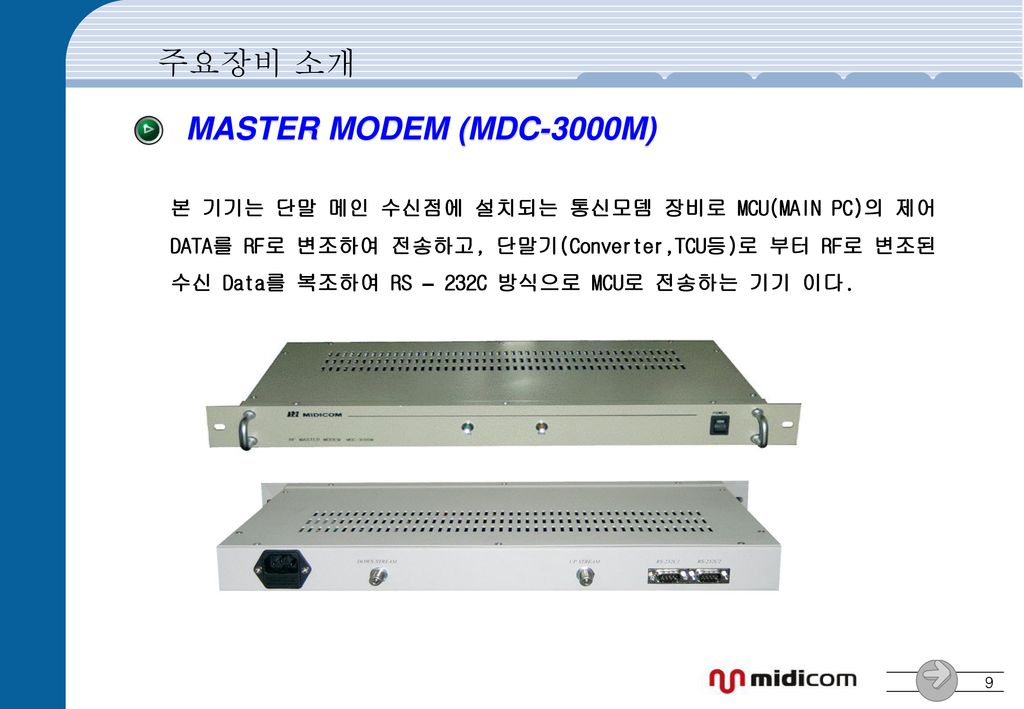 주요장비 소개 MASTER MODEM (MDC-3000M)