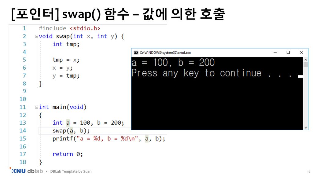 [포인터] swap() 함수 – 값에 의한 호출