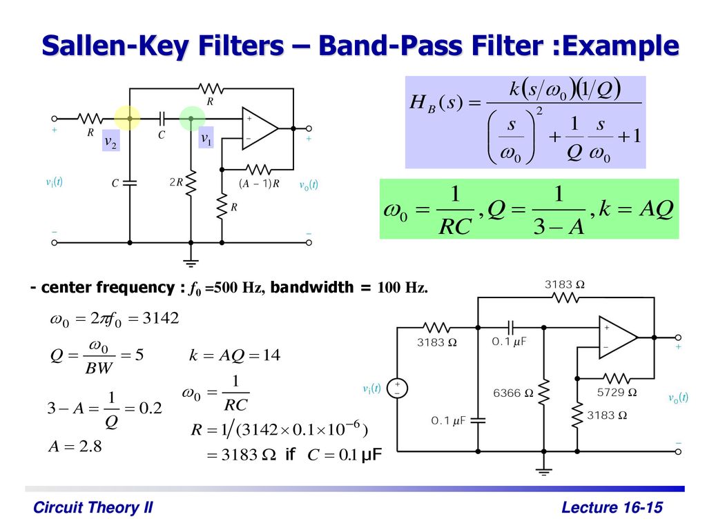 Sallen-Key Filters – Band-Pass Filter :Example