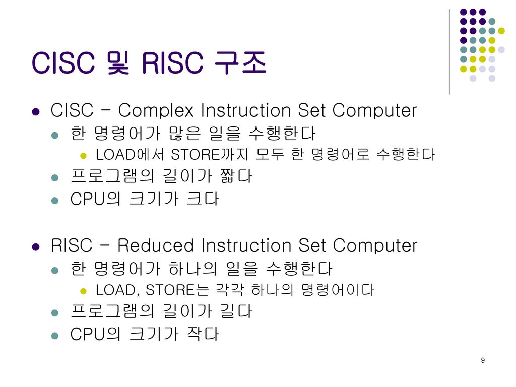 CISC 및 RISC 구조 CISC - Complex Instruction Set Computer