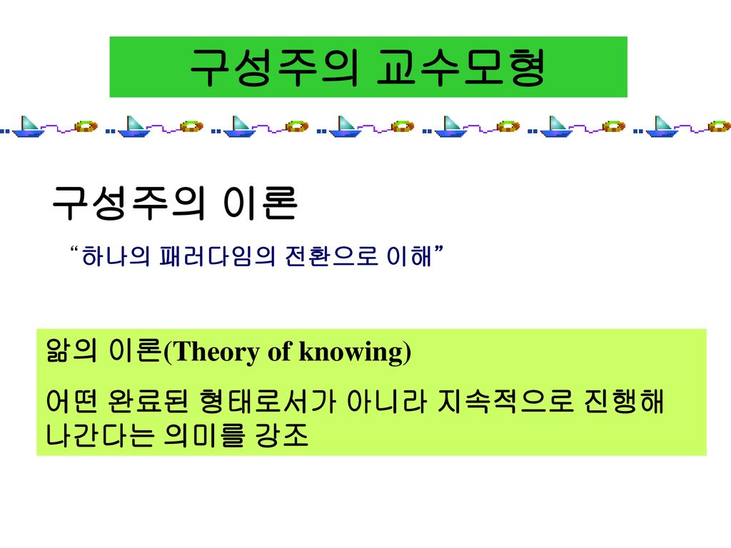 구성주의 교수모형 구성주의 이론 앎의 이론(Theory of knowing)