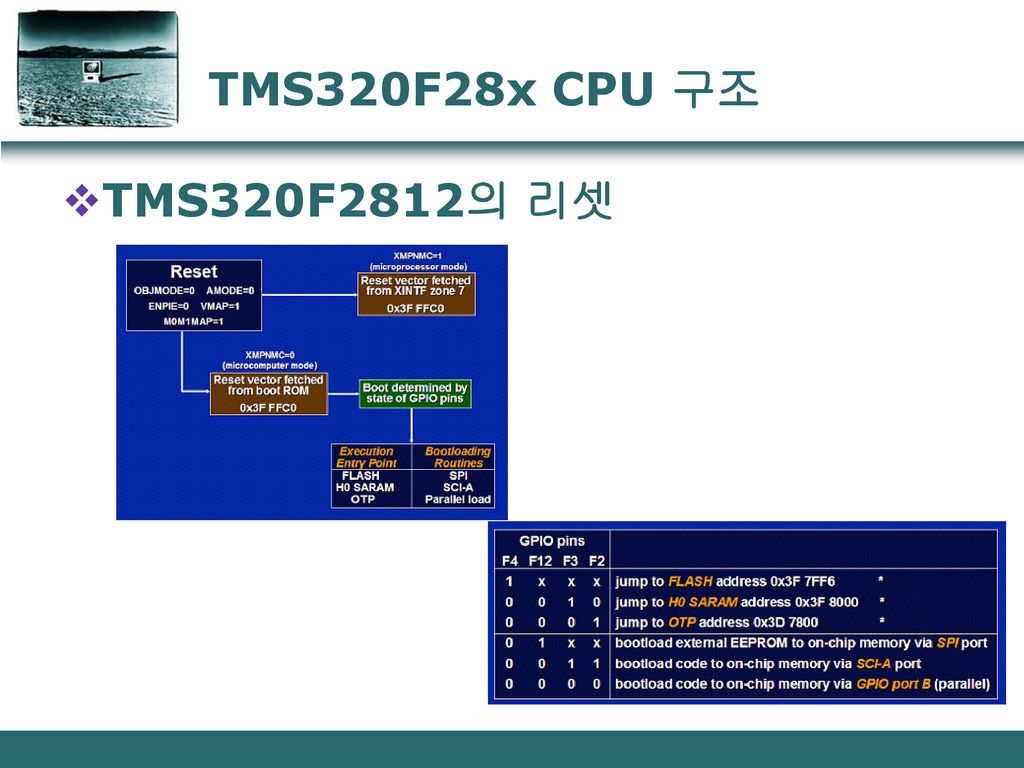 TMS320F28x CPU 구조 TMS320F2812의 리셋