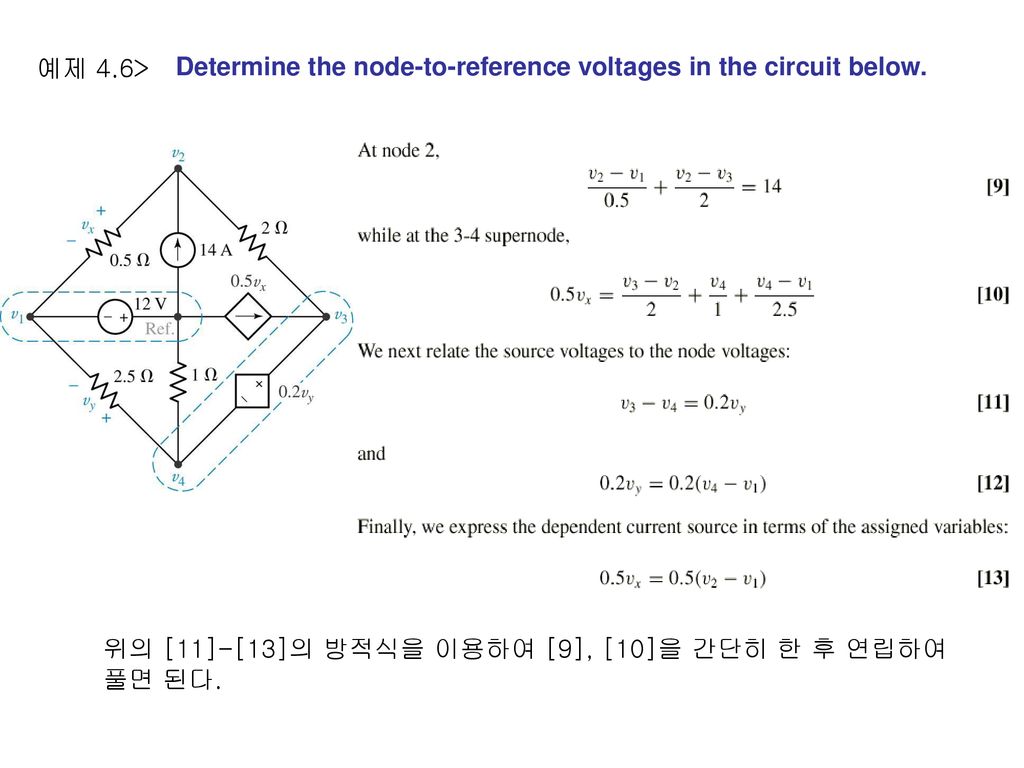 Determine the node-to-reference voltages in the circuit below.