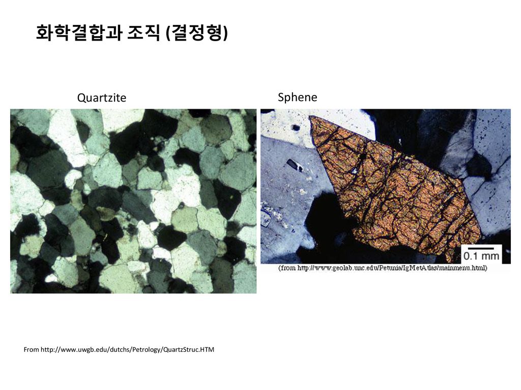 화학결합과 조직 (결정형) Quartzite Sphene