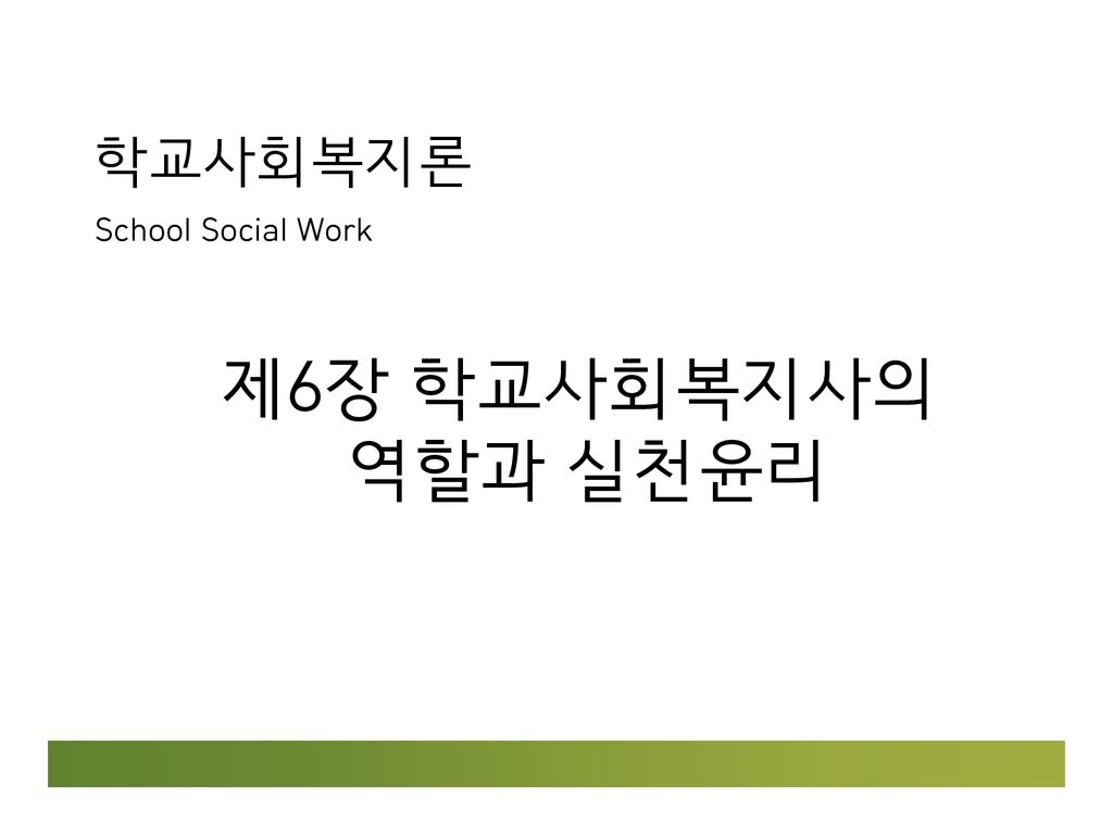 학교사회복지론 School Social Work 제6장 학교사회복지사의 역할과 실천윤리