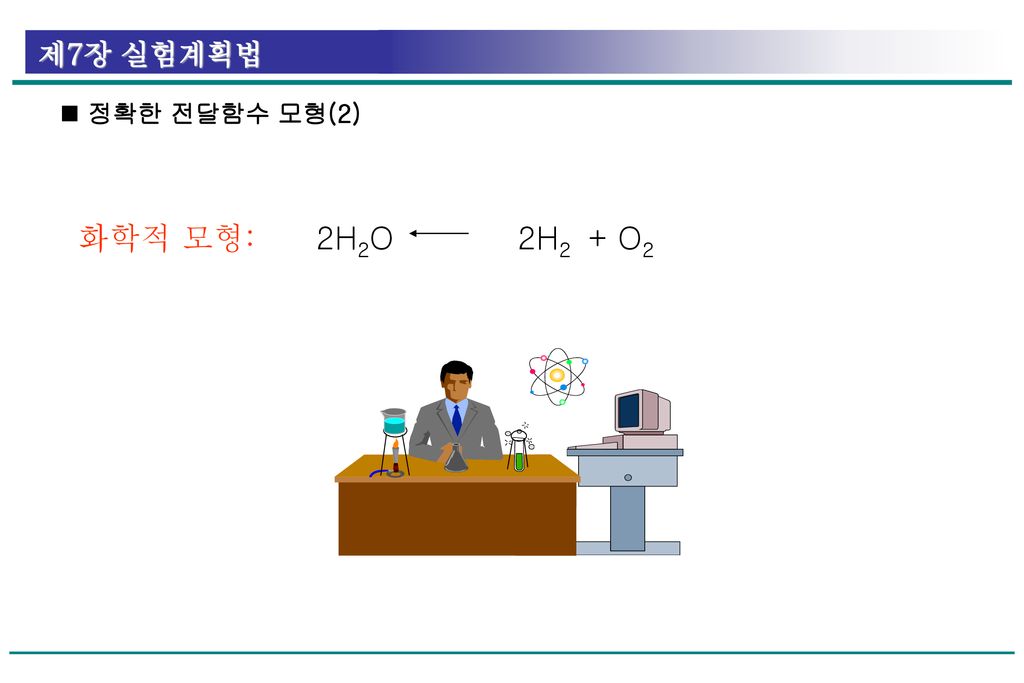  정확한 전달함수 모형(2) 화학적 모형: 2H2O 2H2 + O2