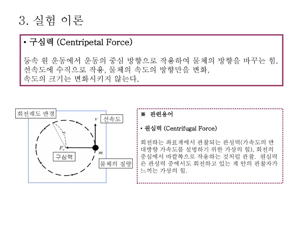 3. 실험 이론 구심력 (Centripetal Force)
