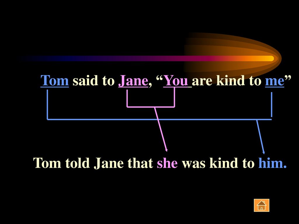 Tom said to Jane, You are kind to me