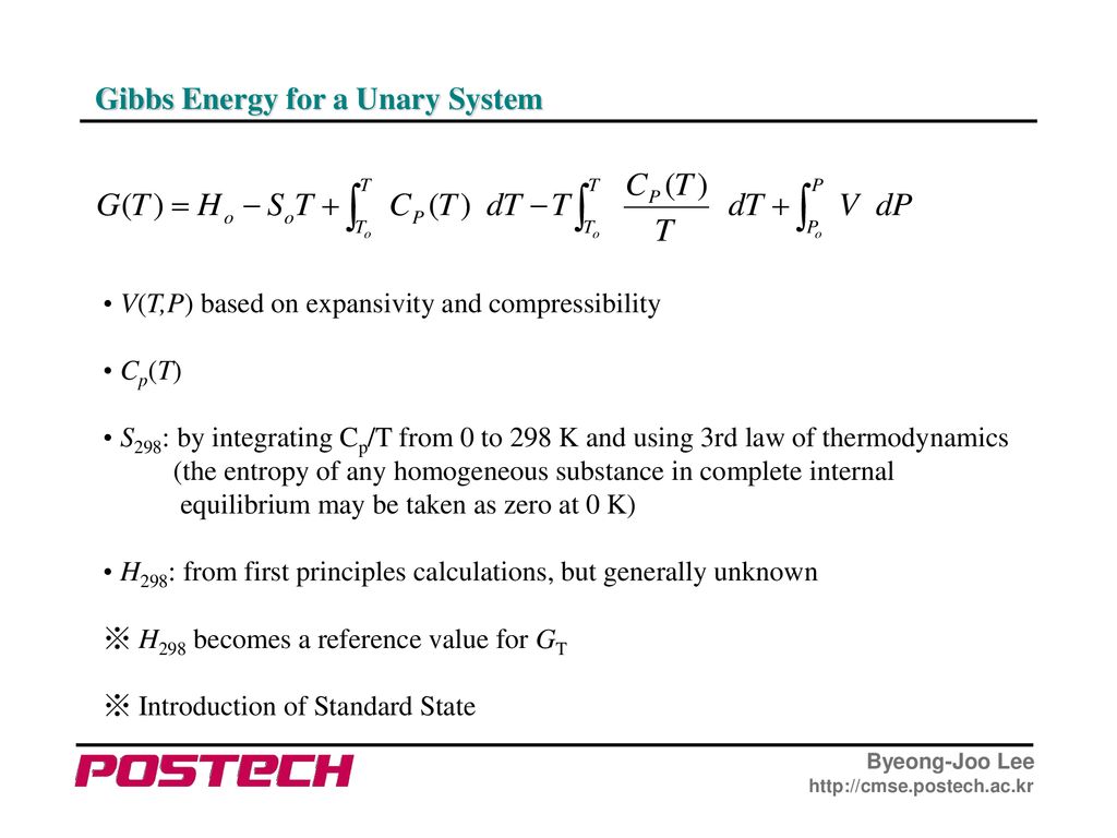 Gibbs Energy for a Unary System